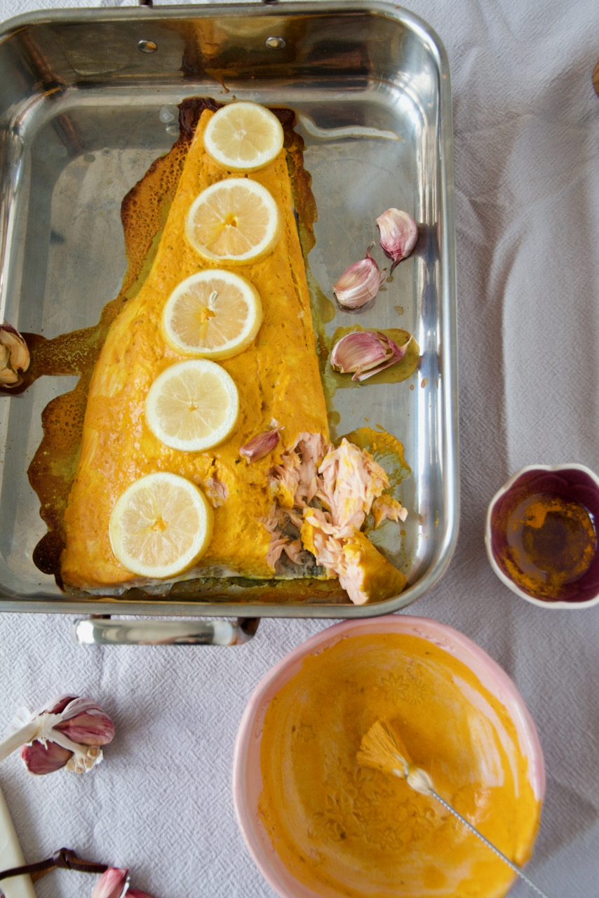 Einfacher Kurkuma Zitronen Lachs Aus Dem Ofen Labsalliebe