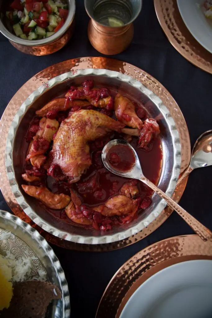 Khoresht-e Albaloo - One-Pan Chicken with Sour Cherries خورشت آلبالو