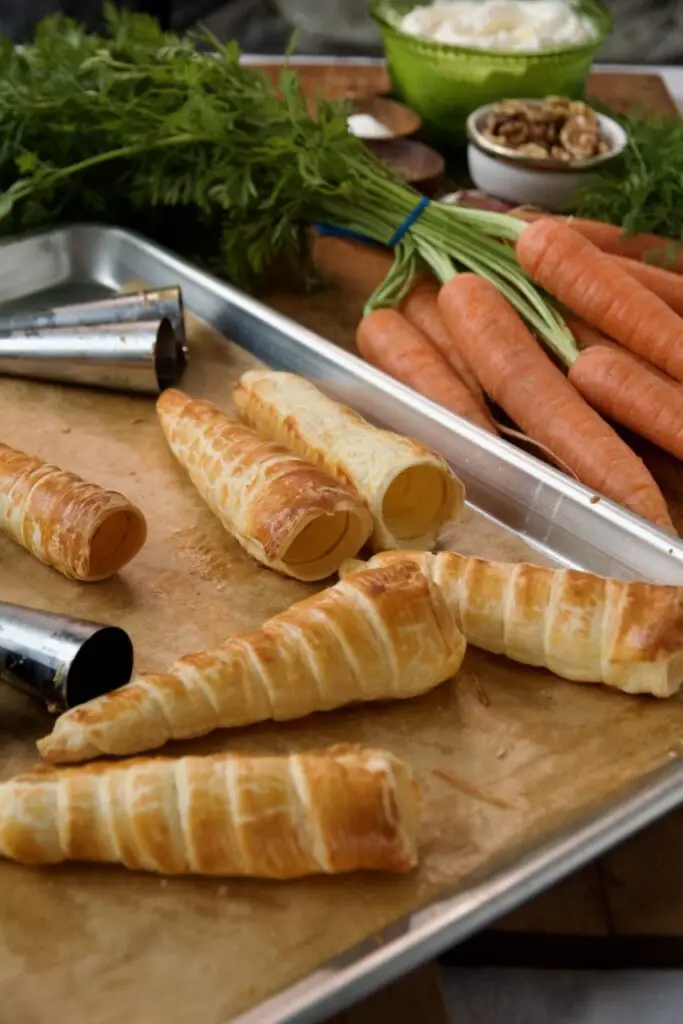 Puff Pastry Carrots with Turkish Carrot & Garlic Yoghurt Filling