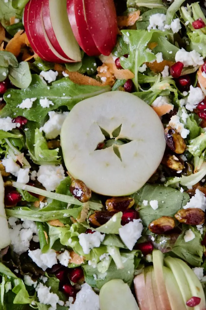 Fall Salad with Apple, Feta and Caramelized Pistachios