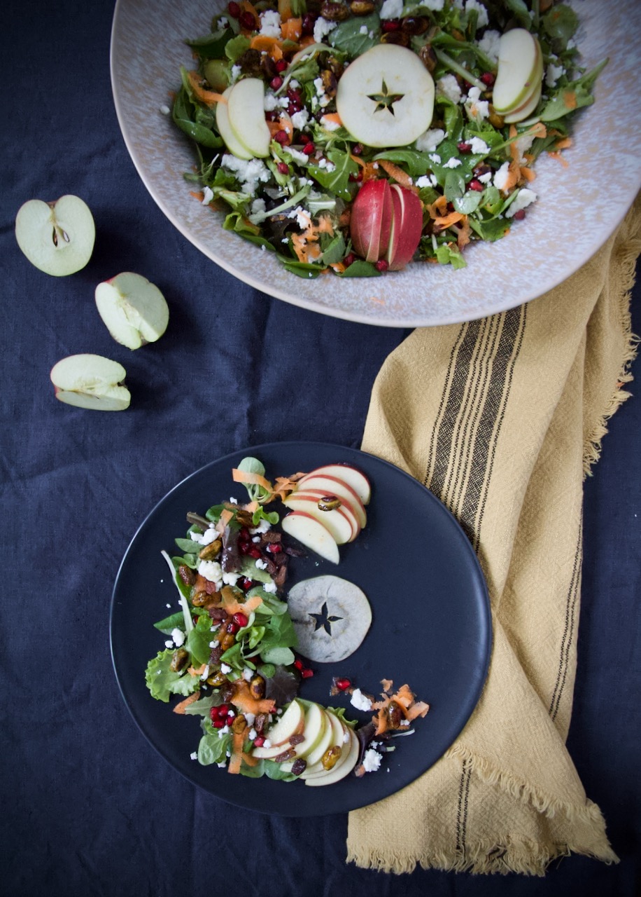 Fall Salad with Apple, Feta and Caramelized Pistachios