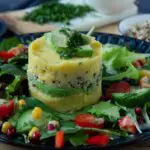 Causa Rellena Vegana with Mixed Leaf Salad