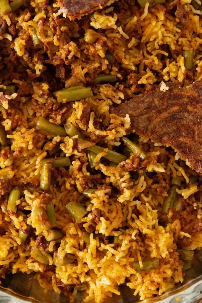 Loobia Polo – Persian Rice with Green Beans and Ground Meat لوبیا پلو