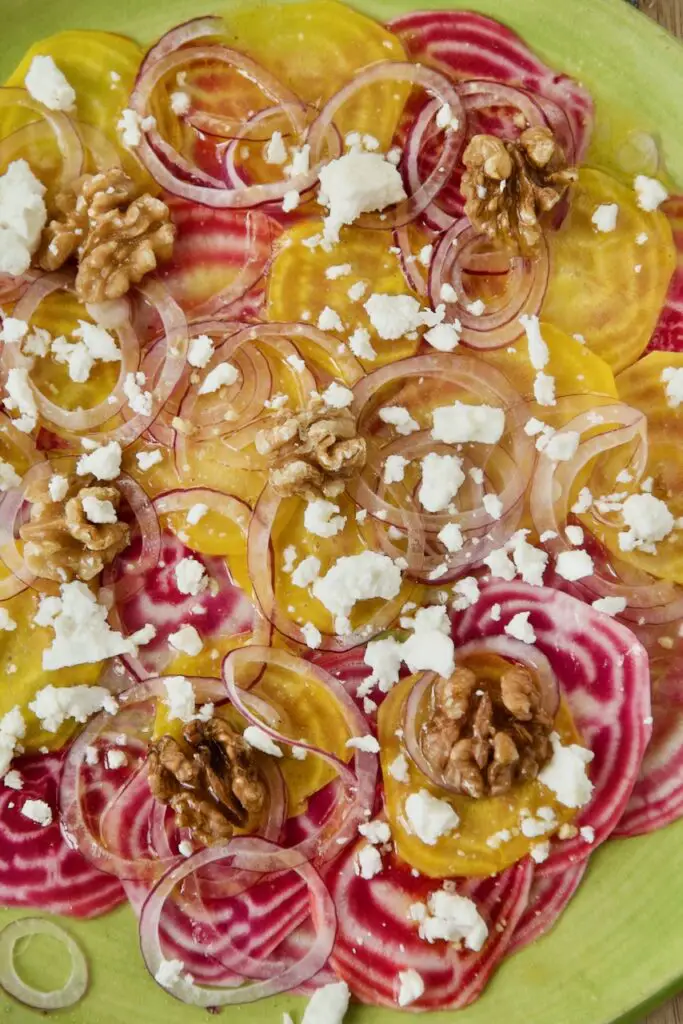 Heirloom Beet Carpaccio with Feta and Walnuts