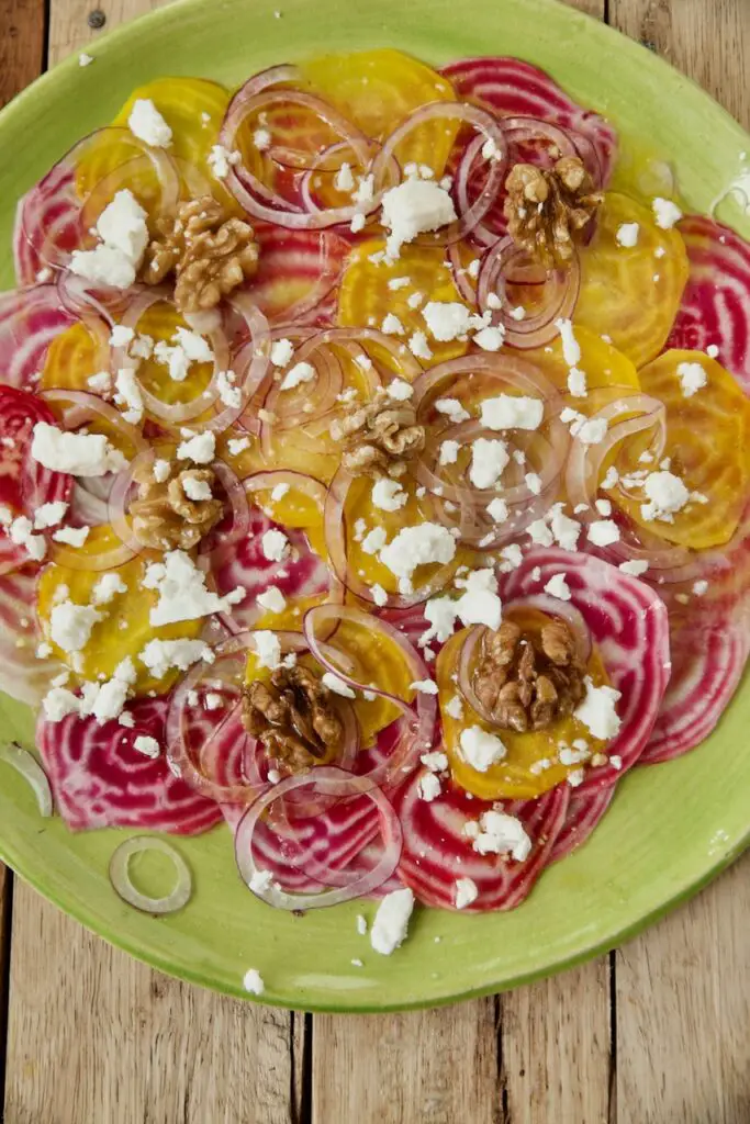 Heirloom Beet Carpaccio with Feta and Walnuts