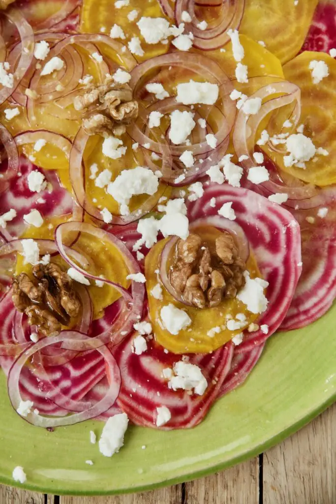 Heirloom Beet Carpaccio with Feta and Walnuts