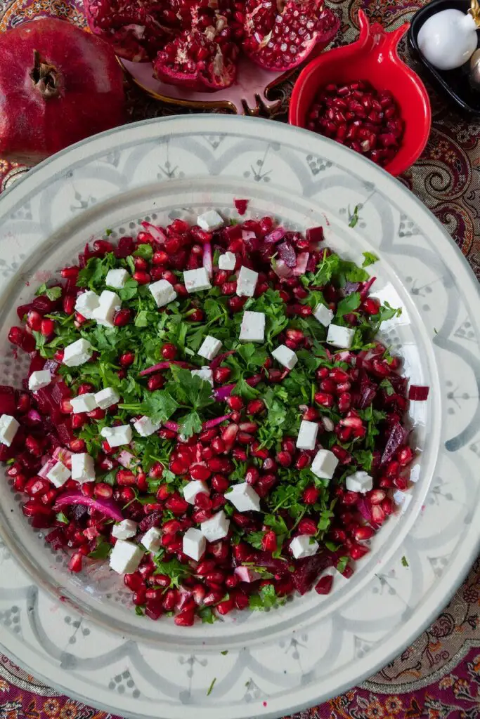 Beetroot Salad with Pomegranate and Feta for Shab-e Yalda