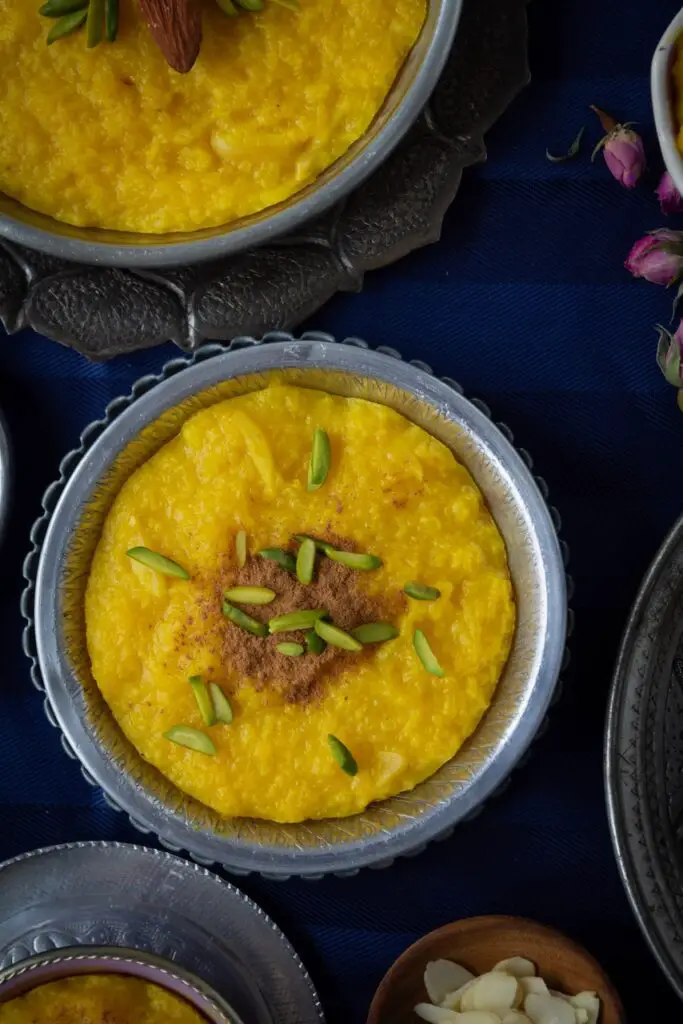 Sholeh Zard – Persian Saffron Rice Pudding