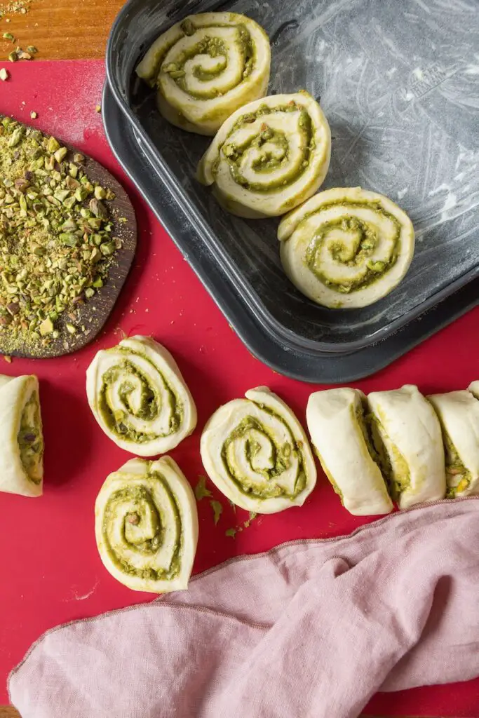 Pistachio Rolls with Creamy Pistachio Frosting