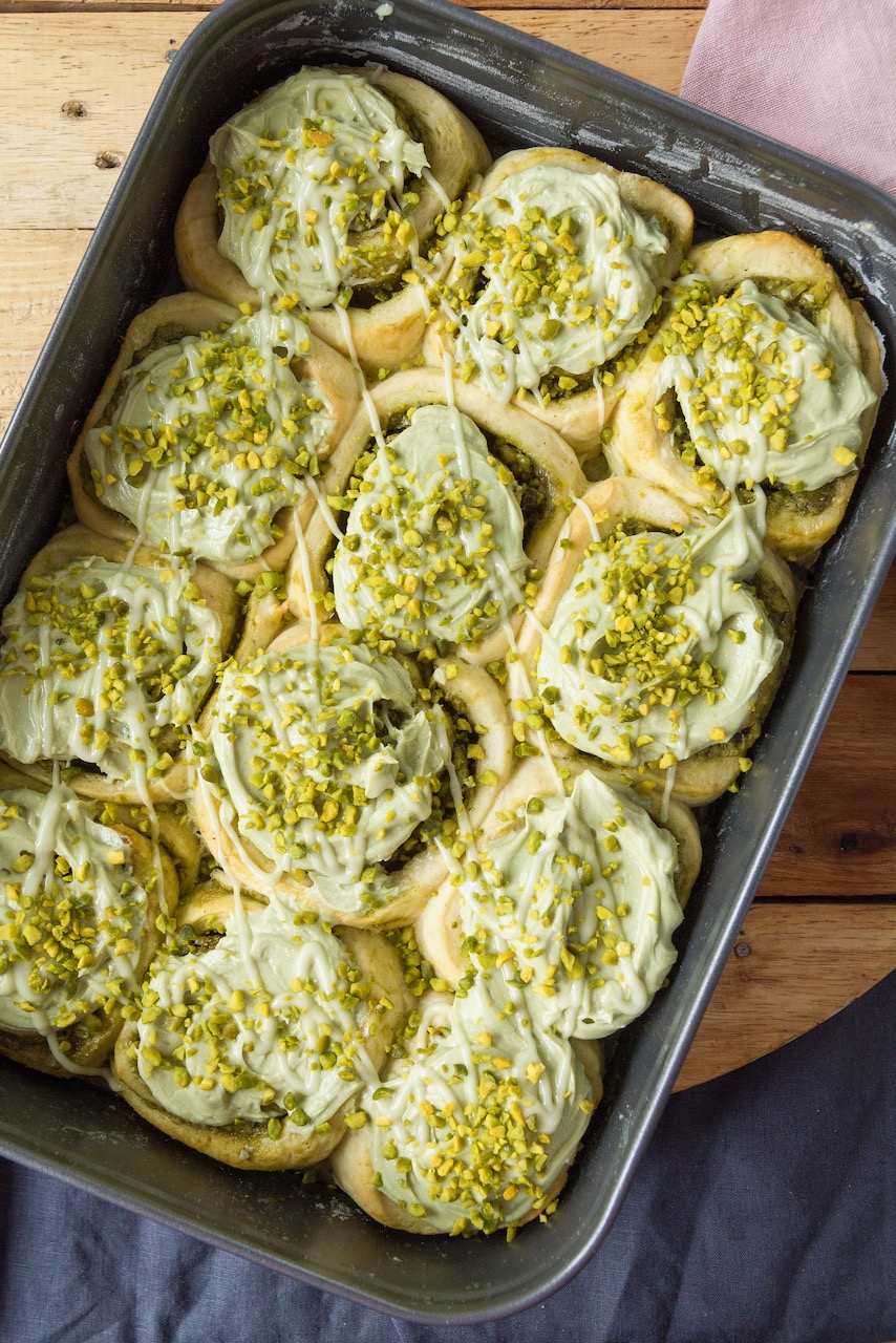 Pistachio Rolls with Creamy Pistachio Frosting