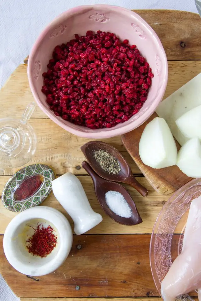 Zereshk Polo ba Morgh – Saffron Rice with Barberries & Chicken Meatballs
