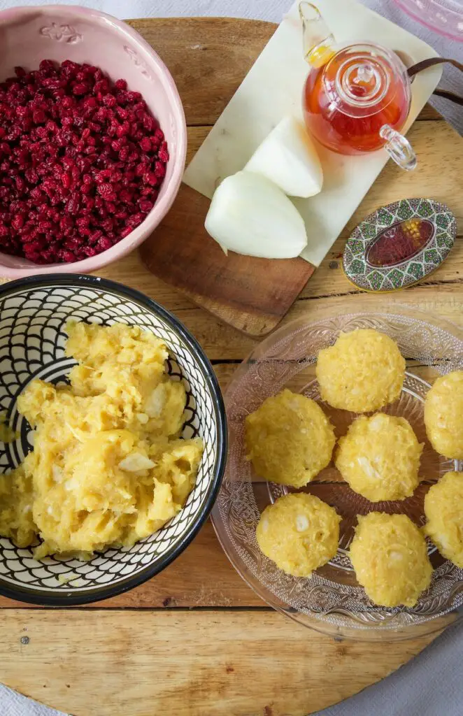 Zereshk Polo ba Morgh – Saffron Rice with Barberries & Chicken Meatballs
