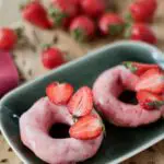 Strawberry Donuts with Labneh-Rosewater Glaze