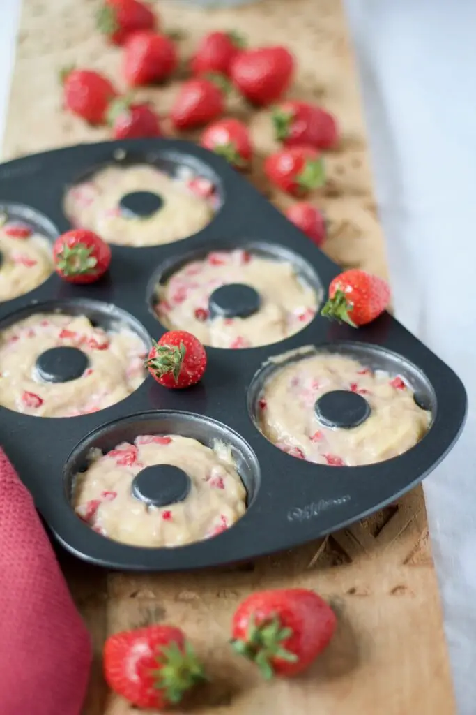 Strawberry Donuts with Labneh-Rosewater Glaze