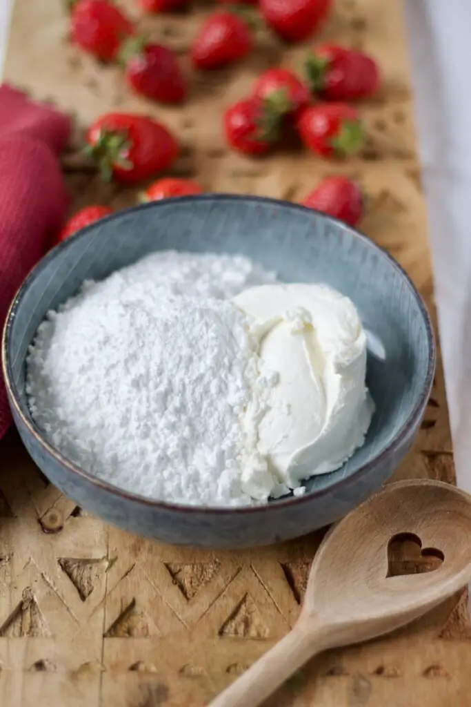 Strawberry Donuts with Labneh-Rosewater Glaze