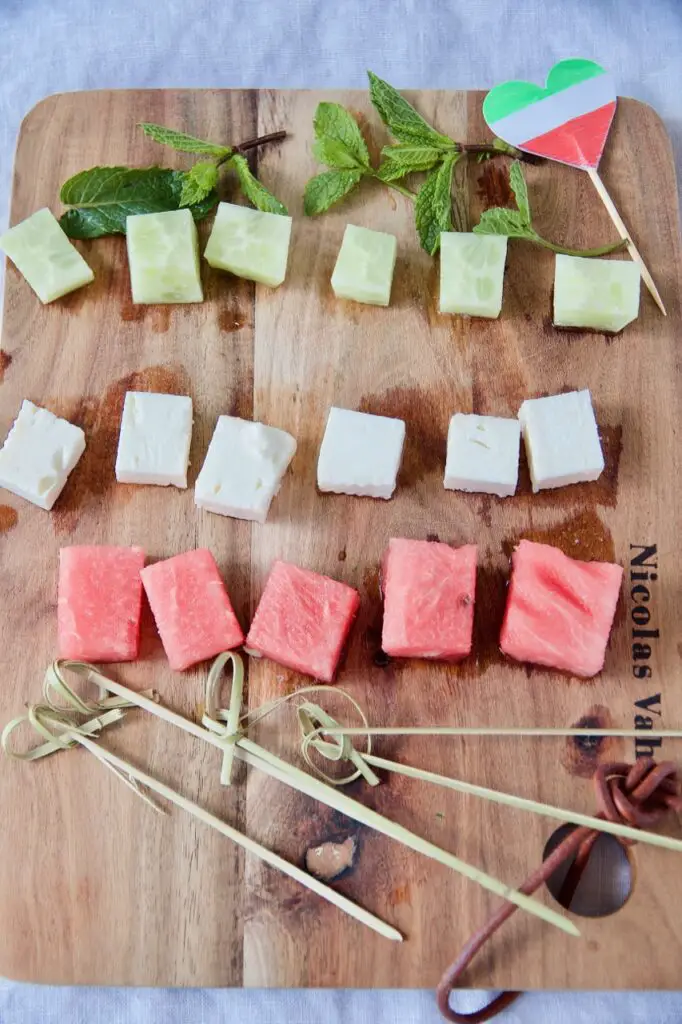 Panir Hendevaneh – Persian Watermelon and Feta Skewers