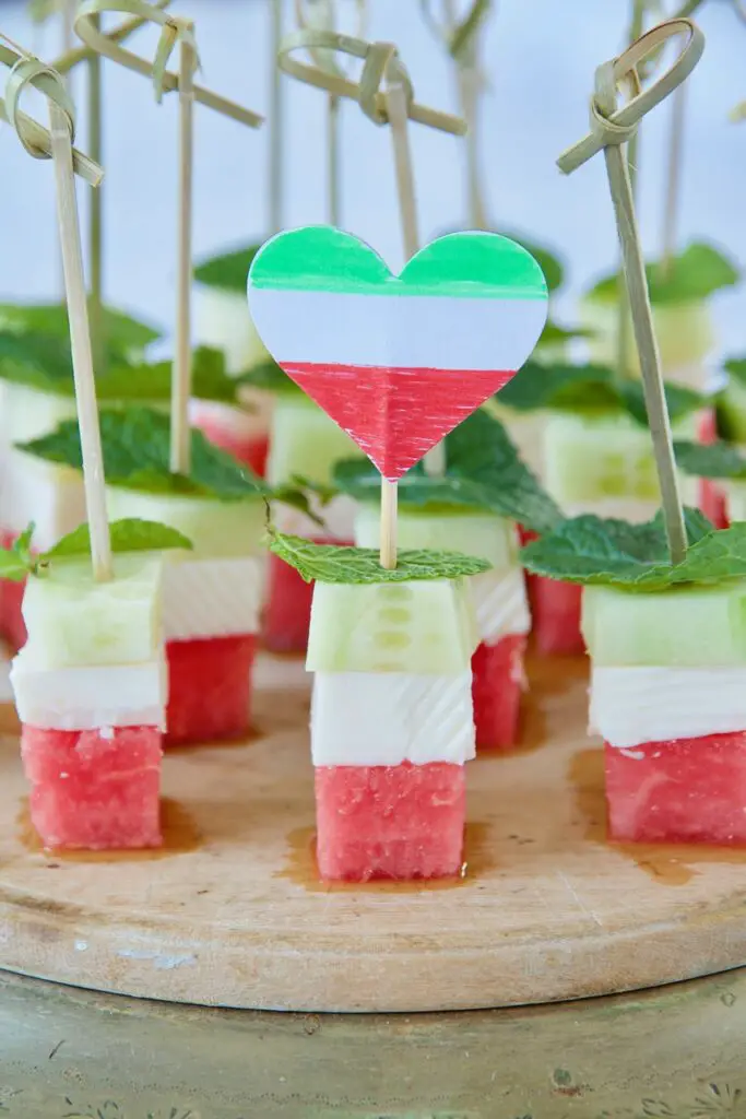 Panir Hendevaneh – Persian Watermelon and Feta Skewers