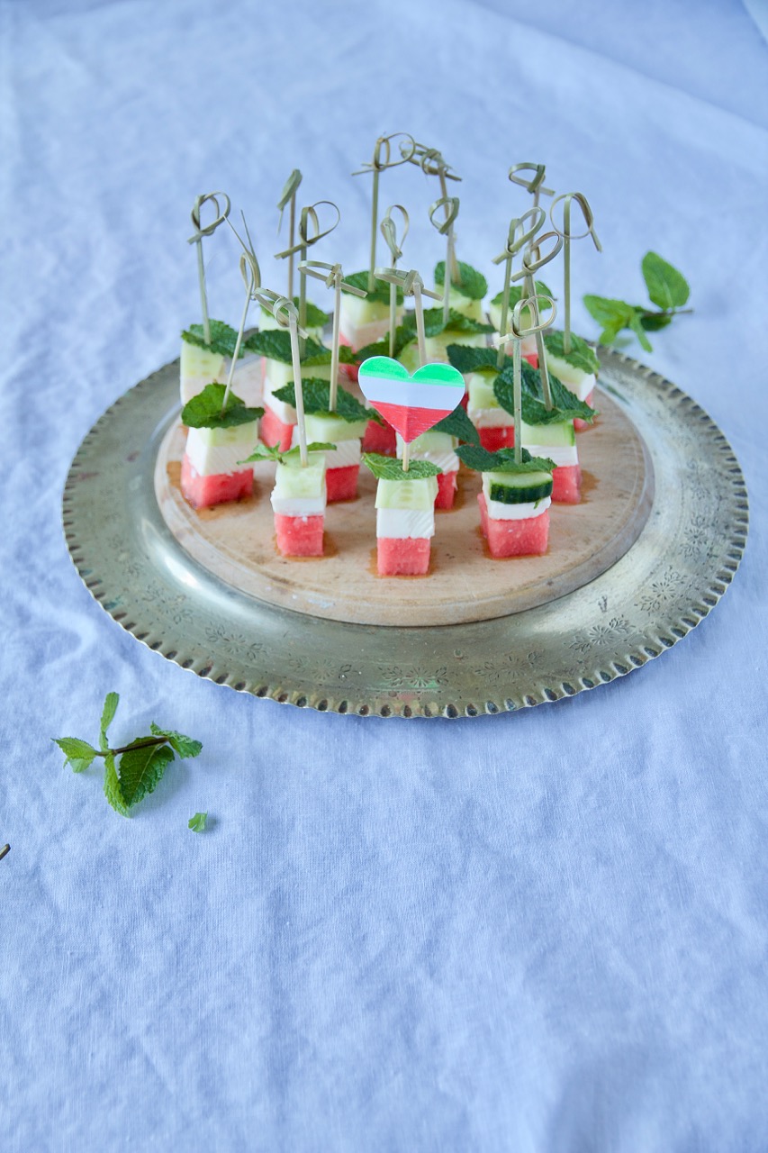 Panir Hendevaneh – Persian Watermelon and Feta Skewers
