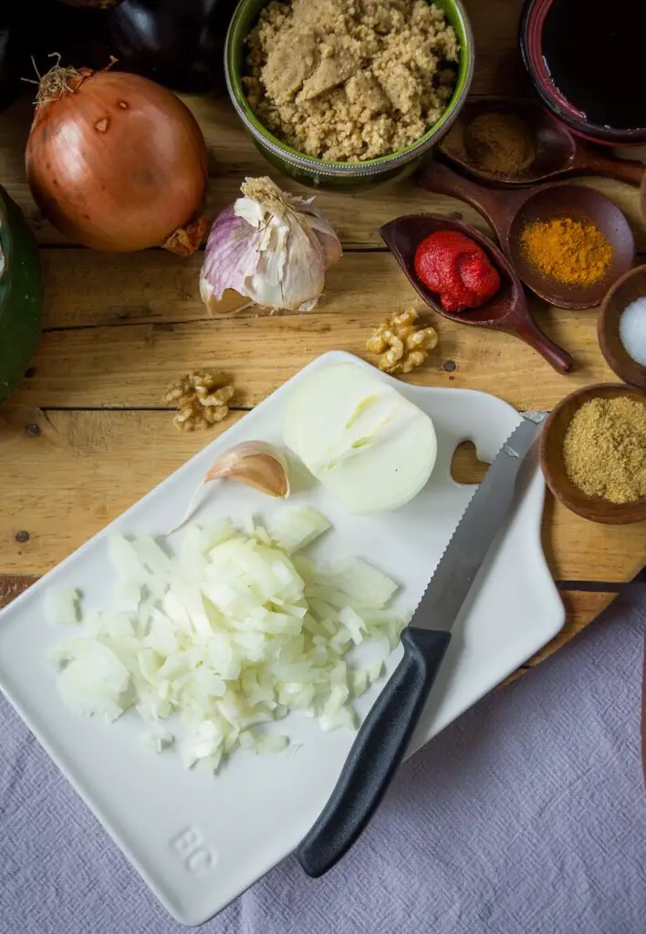 Shish Andaz Bademjan – Vegan Eggplants in Walnut Pomegranate Sauce
