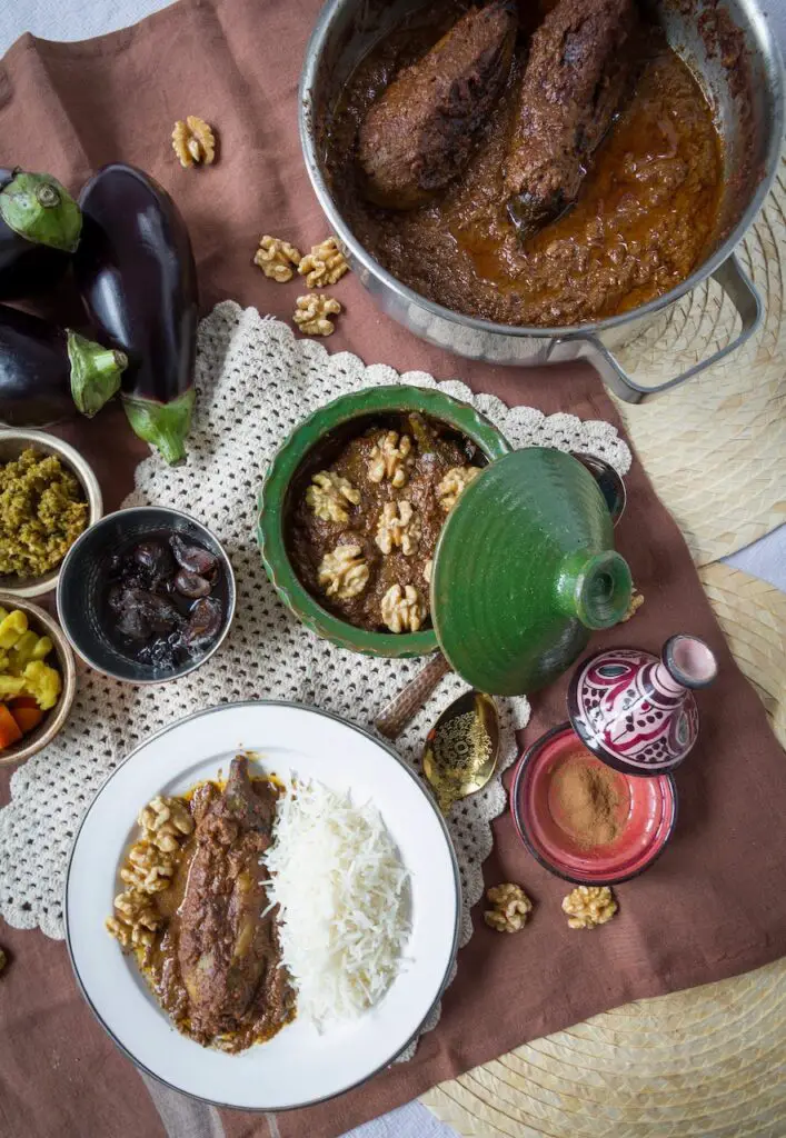 Shish Andaz Bademjan – Vegan Eggplants in Walnut Pomegranate Sauce