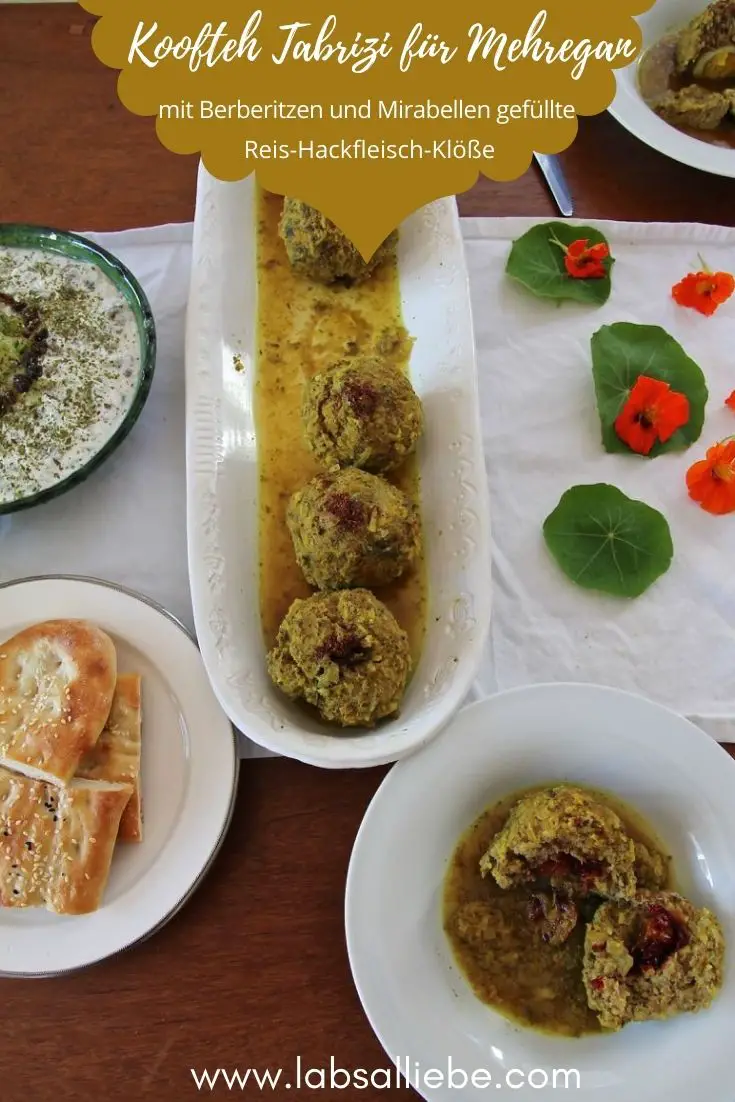 Koofteh Tabrizi für Mehregan – mit Berberitzen und Mirabellen gefüllte Reis-Hackfleisch-Klöße