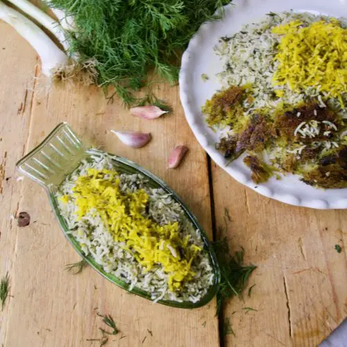 Sabzi Polo - Persischer Kräuterreis mit Butter-Safran-Reiskruste ...