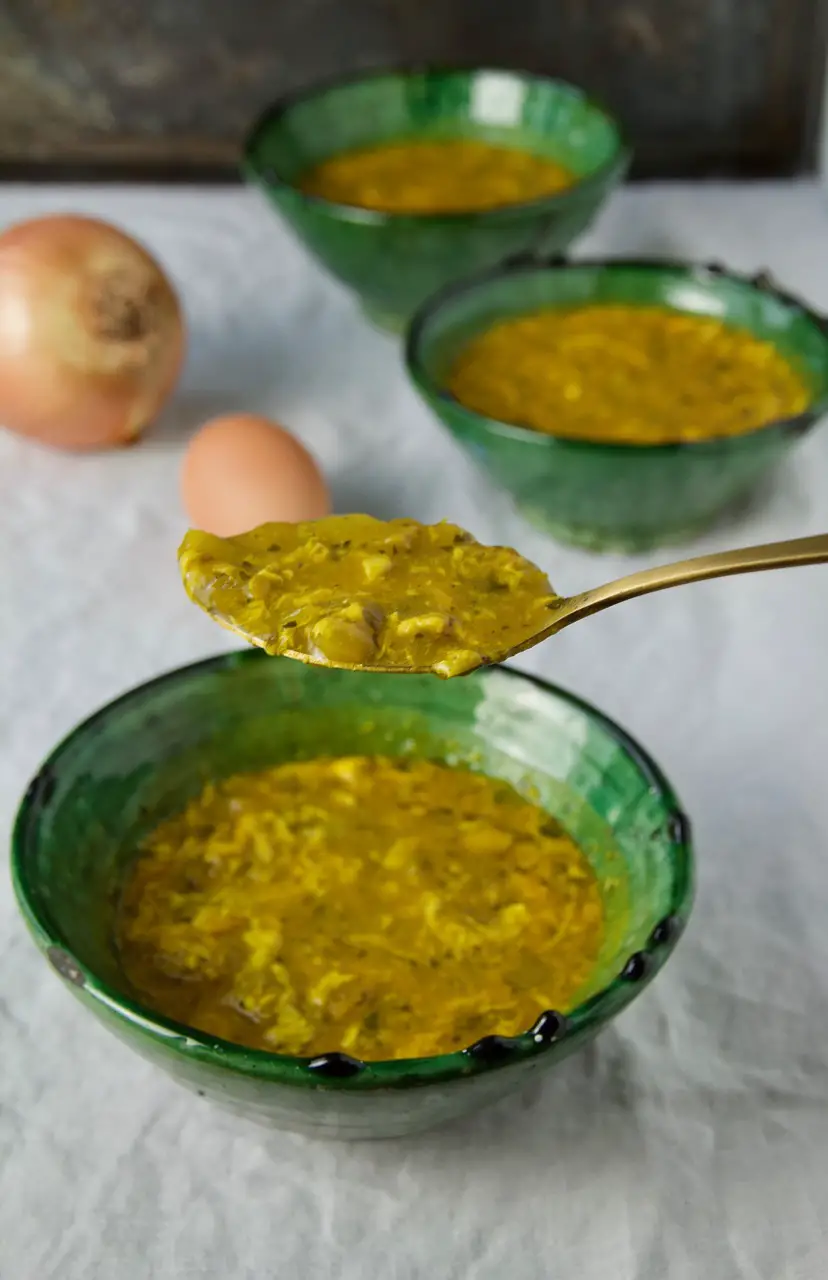 Eshkeneh - Persische Zwiebelsuppe mit Eierflocken