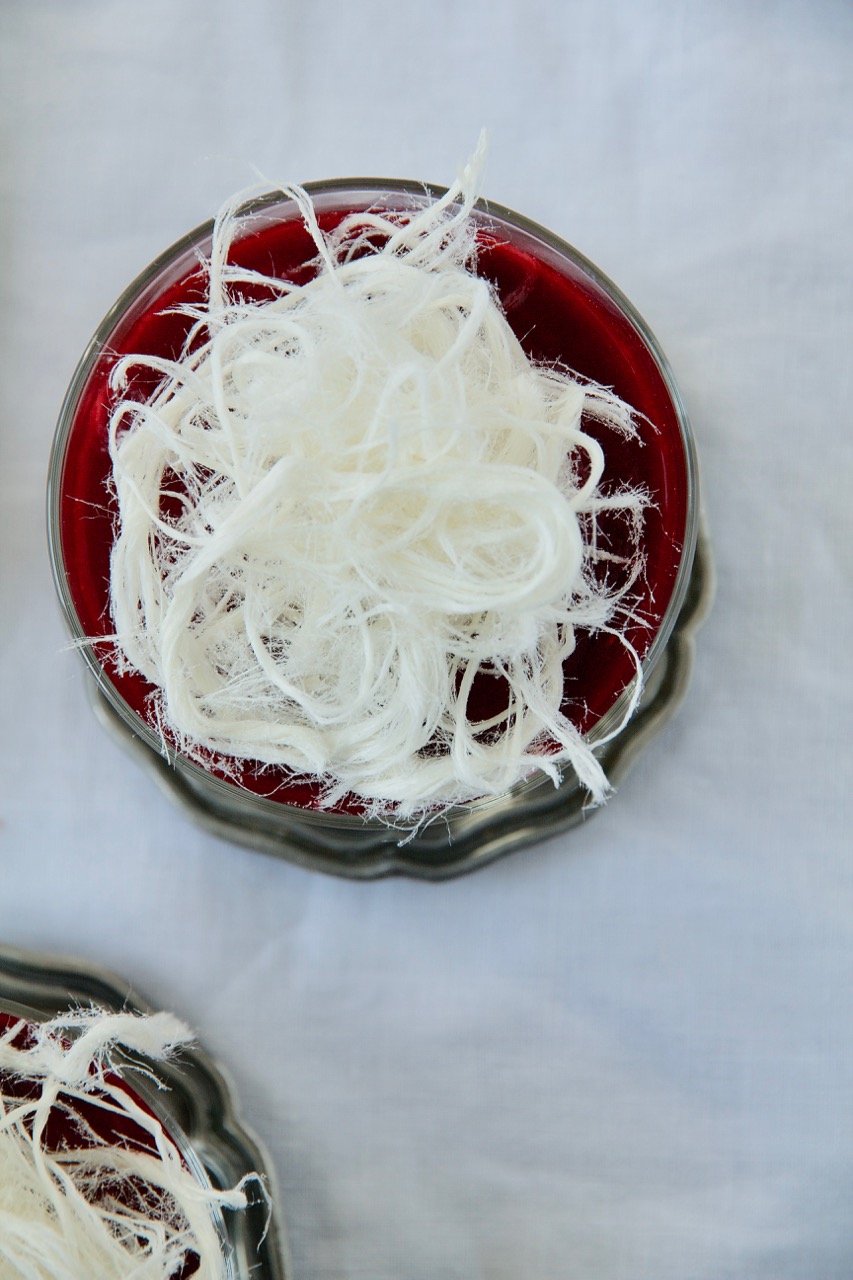 Fereni - Persische Reiscreme mit Himbeerpüree und Pashmak - Labsalliebe