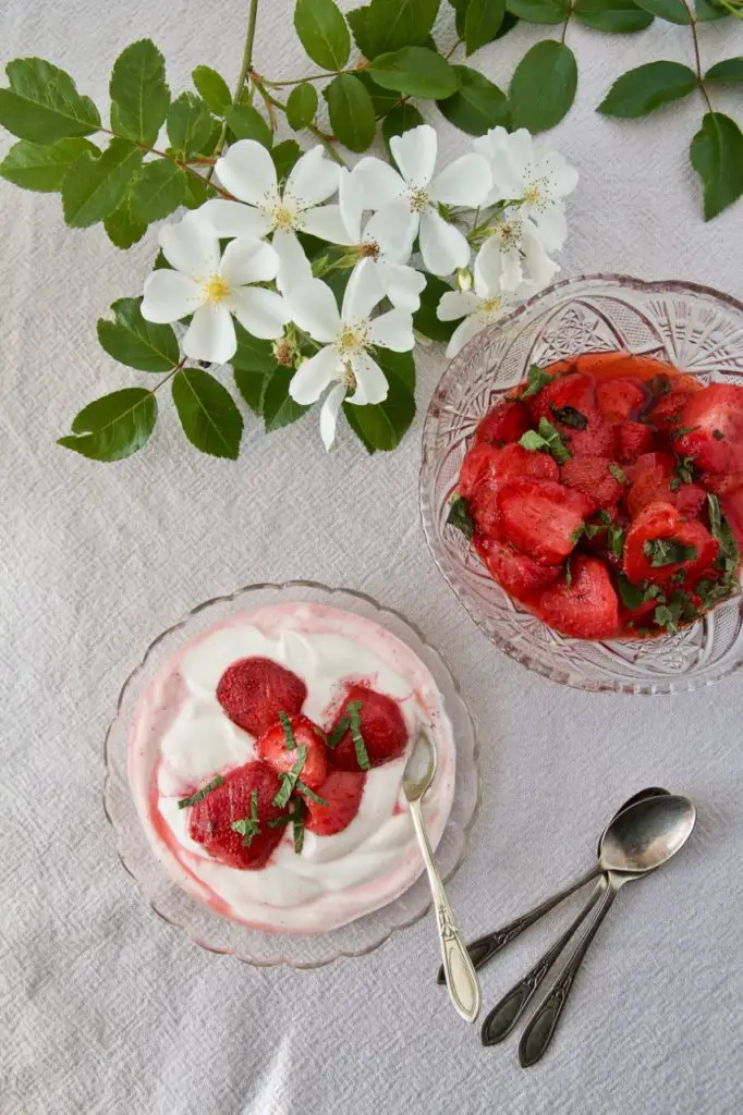 Joghurt-Creme mit gebackenen Erdbeeren - Labsalliebe