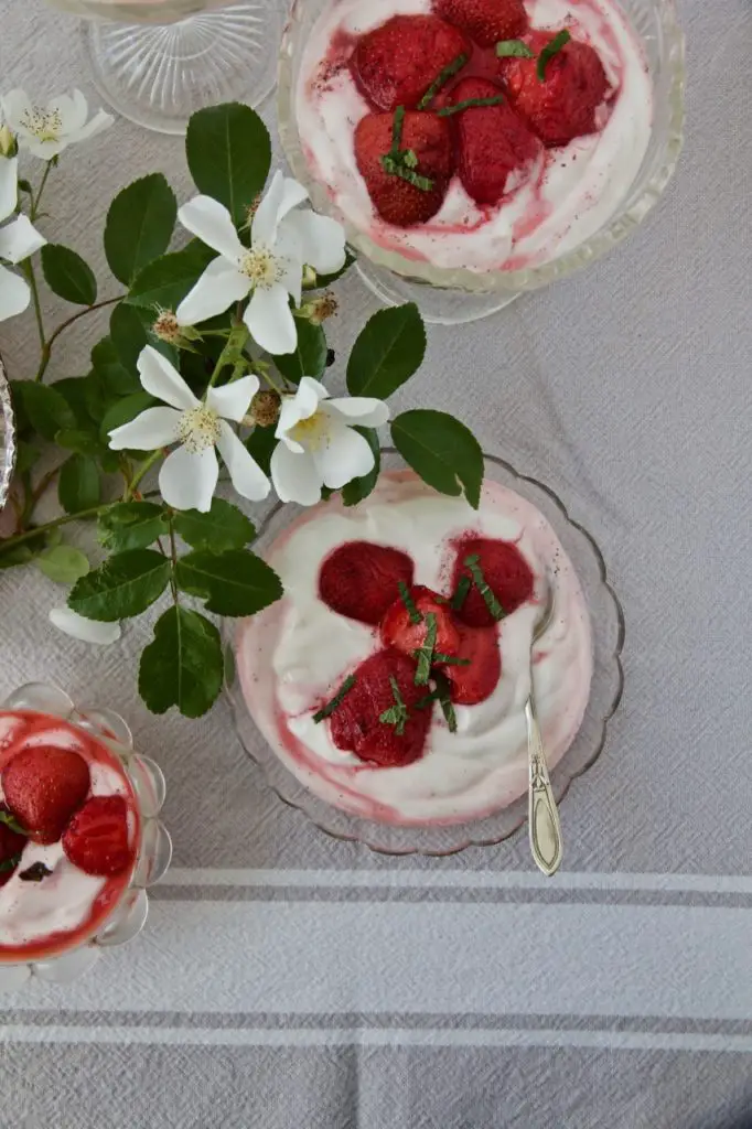 Joghurt-Creme mit gebackenen Erdbeeren - Labsalliebe