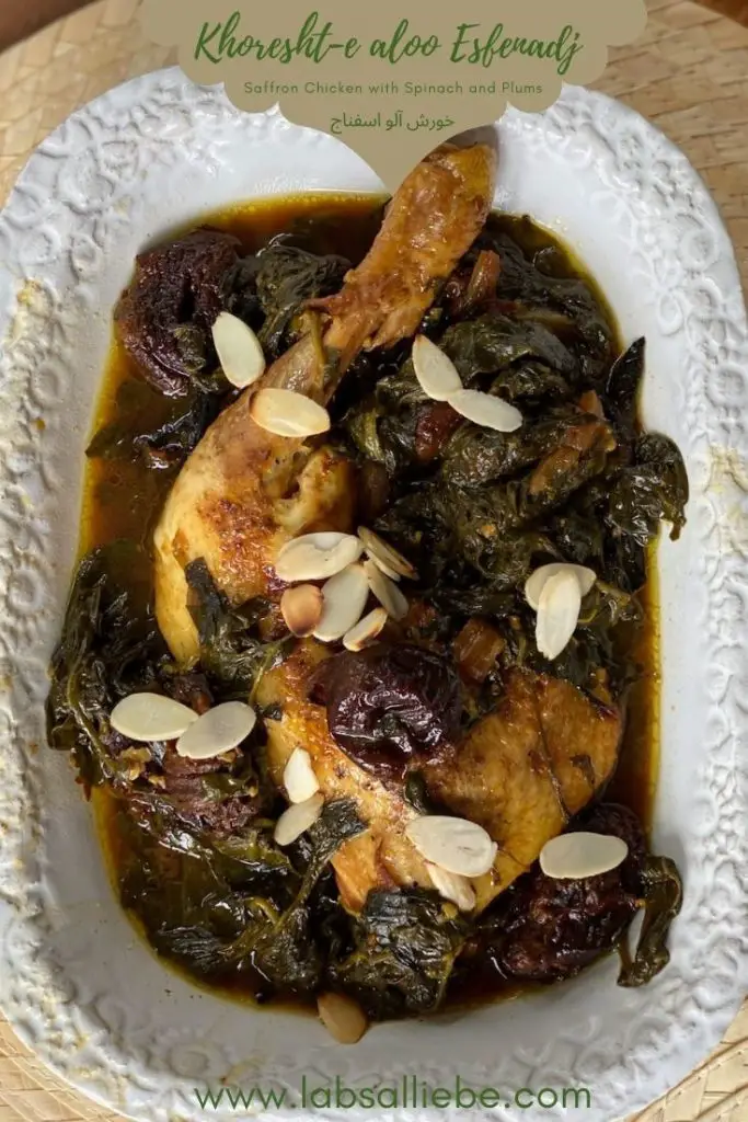 Saffron Chicken with Spinach and Plums