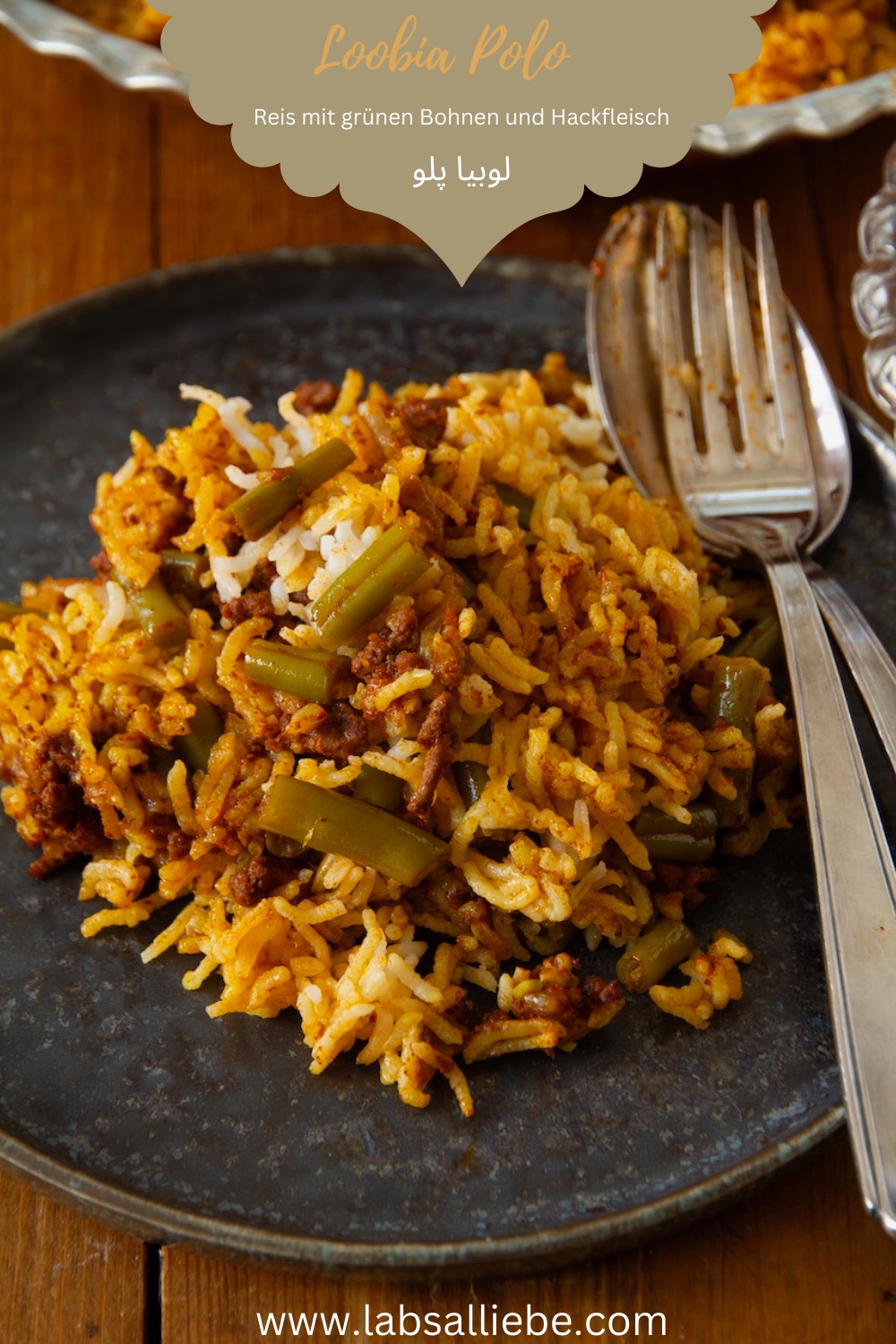 Loobia Polo - Persischer Reis mit grünen Bohnen und Hackfleisch لوبیا ...