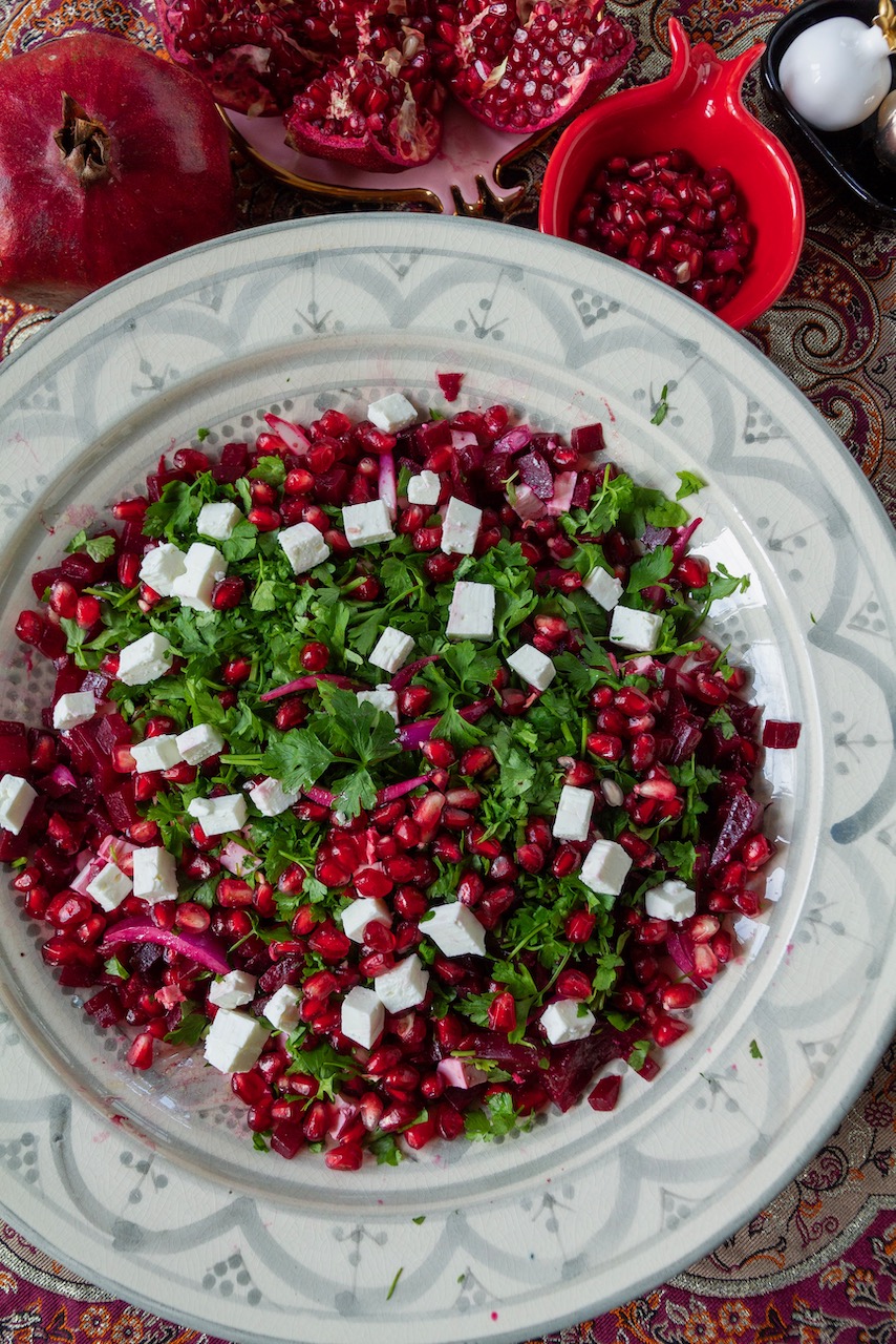 Rote-Bete-Salat mit Granatapfel und Feta für Shab-e Yalda